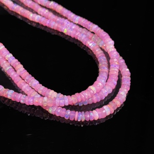 Perles d'opale éthiopienne rose facettées en forme de rondelle 3-4 mm, pierres en vrac pour la fabrication de bijoux, vente en gros - Product Image 4