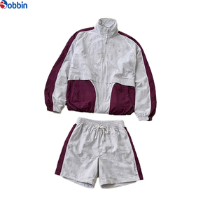 Conjunto de Chaqueta y Pantalones Cortos Unisex de Verano, Cortavientos, Personalizado, de Nailon Ligero, con Parches y Rayas, Estilo Deportivo Informal - Product Image 3