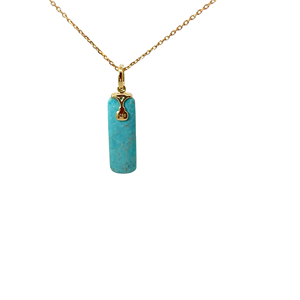 จี้สร้อยคอรูปแท่งพลอยเทอร์ควอยซ์ธรรมชาติ ดีไซน์เกลียวเคลือบทอง 18K เครื่องประดับสไตล์โมเดิร์น ของขวัญแต่งงานสุดอินเทรนด์ - Product Image 2