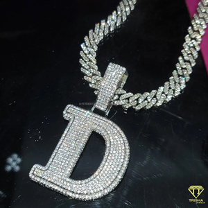 Luxury <b>Initial</b> " D " Pendant Moissanite Diamond Iced Out Cuban Link <b>Chain</b> Necklace Jewelry - Product Image 1