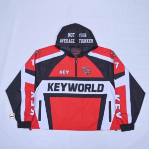 Custom Logo Streetwear Plus Size Wholesale 100% Cotton Printed Solid Jogging Tracksuit Men's Zip-Up Jacket Nylon Windbreaker - Product Image 3