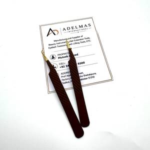<b>Brown</b> Gold <b>Lash</b> tweezers Custom Logo Fine Tip Textured Handle Beauty Instrument <b>Lash</b> Applicator Tool - Product Image 2