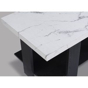 Set da Cocktail Grigio in 3 Pezzi, Tavolino da Caffè con Piano in Finto Marmo Bianco e Due Tavolini Abbinati, Arredamento in Legno per Soggiorno - Product Image 4