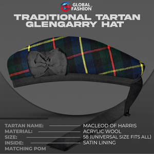 Gorra Clásica Negra Highland Glengarry con Tartán Macleod of Haris y Cintas Decorativas Auténticas 2026 - Product Image 3