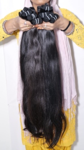 Extensions de cheveux humains vierges 100 % non traités, alignés aux cuticules, de type Remy, origine Cambodgie, noirs bruts, lisses, en gros - Product Image 3