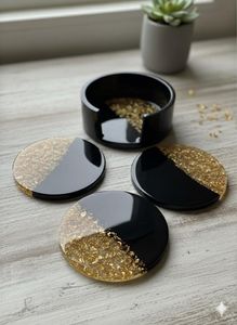 Sous-verres en résine artistique haut de gamme, ensemble de tapis et de dessous-de-plat hexagonaux avec fleurs pressées, napperons de table modernes, sous-verres réutilisables au design minimaliste - Product Image 3