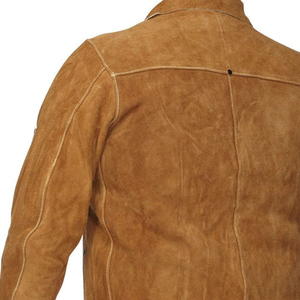 Chaqueta de Seguridad de Cuero con Cuello Abatible, Precios Económicos, Ropa de Seguridad de Manga Larga, Chaqueta de Soldadura para Hombre - Product Image 6