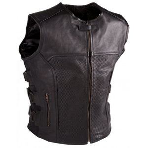 Chaleco de Cuero para Motocicleta de Primera Calidad, el Más Vendido, MOQ Bajo, Cierre Metálico Negro, Chaleco de Cuero Grueso para Club, Servicio OEM - Product Image 3