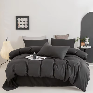 Ensemble de housse de couette en coton 400TC tissé uni beige 3 pièces, style simple - Product Image 5