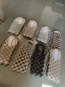 Sac bandoulière en macramé fait main avec perles, doublure en polyester, pochette pour téléphone, léger, élégant, pour le voyage et le quotidien, pour femme - Product Image 6