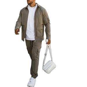 High Quality Sweatsuit Custom logo <b>Casual</b> Jogger Set Two Piece Set Nylon Cargo Windbreaker Tracksuit for <b>Men</b> 2026 - Product Image 1