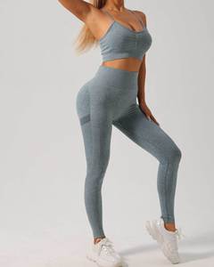 Nuevo Conjunto Deportivo de 2 Piezas para Mujer, Transpirable y Sin Costuras, para Yoga, Manga Larga, Cintura Alta, Pantalones Cortos Ajustados, Leggings - Product Image 3