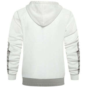 Survêtement en polyester épais pour homme – Ensemble de jogging blanc à capuche avec cordon de serrage, manches longues et poches latérales, tenue décontractée d'automne - Product Image 4