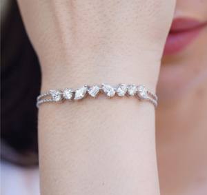 สร้อยข้อมือเพชรคลาสสิกทันสมัยชุบเงินสเตอร์ลิงสีโรสโกลด์ ของขวัญสำหรับผู้หญิง หรูหรา สง่างาม เหมาะสำหรับวันครบรอบ - Product Image 3