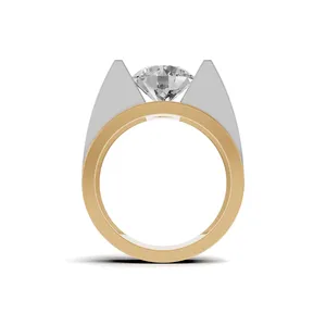 Forge Tension Men <b>Diamond</b> <b>Ring</b> in 18K Yellow Gold Round Cut <b>Diamond</b> <b>Ring</b> Lab Created <b>Diamond</b> <b>Ring</b> for Men's - Product Image 3