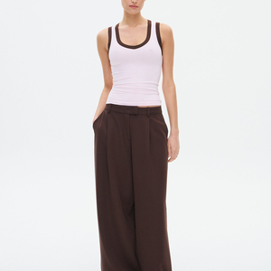 Débardeurs côtelés pour femmes, personnalisables, respirants, avec bordure contrastée, col rond, color block, fabriqués par des fabricants OEM. - Product Image 5