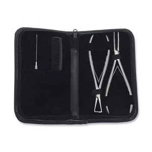 Kit d'outils pour extensions de cheveux en acier inoxydable allemand, finition sablée, pince pour extensions de cheveux à bandes adhésives avec peigne professionnel durable - Product Image 1