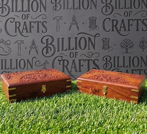 Caja Rectangular de Madera de Palisandro Grabada a Mano de Lujo con Herrajes de Latón, Contenedor de Presentación de Regalos Premium para Decoración del Hogar - Product Image 5