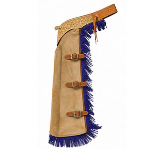 Pantalons d'équitation Western Chaps pour adultes, style cowboy, en cuir véritable, taille mi-haute, accessoires équestres - Product Image 4