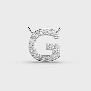 Colgante de Letra 'G' Chapado en Rodio para Hombre, Joyería con Diamantes de Corte Brillante, Estilo Hip Hop, Cadena de Plata con Diamantes - Product Image 1