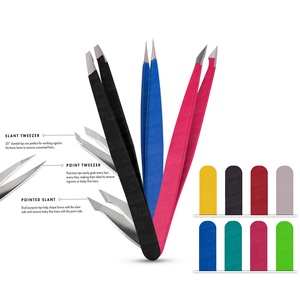 Pinzas para Cejas Inclinadas de Punta Fina, Antioxidantes, de Acero Puro, Marca Personalizada, Color Verde Azulado - Product Image 5