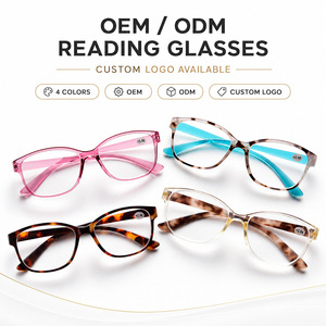 Gafas de Lectura para Mujer, Diseño Ojo de Gato, Ovaladas, Ligeras, Marco de Plástico, Logotipo Personalizado, Venta al Por Mayor, +1.00 a +4.00 - Product Image 1