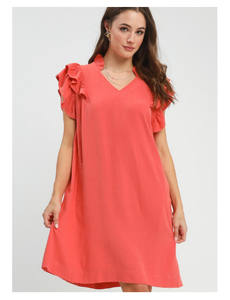 Vestido de lino Umgee con mangas con volantes y bolsillos - Product Image 2