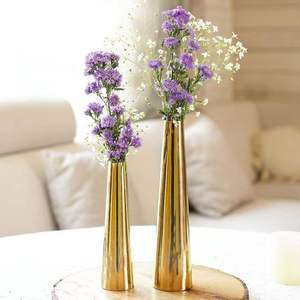 Vase à fleurs moderne en métal doré - Vase floral de luxe fait main pour centre de table, décoration de salon, mariage, vente en gros - Product Image 1