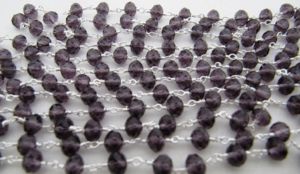Purple Amethyst Hydro Quartz Rondelle Faceted Beaded 6mm Size Stainless Steel 18K Gold Plated <b>Rosary</b> Chain Jewellery Making - Product Image 3