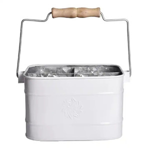 Organizador de utensilios de metal galvanizado de estilo moderno con mango de madera, organizador de cubiertos de hierro para encimera de cocina y comedor al aire libre - Product Image 5