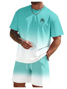 Ensemble T-shirt et short délavé tendance pour homme – T-shirt à manches courtes et short deux pièces style vintage décontracté streetwear été - Product Image 1