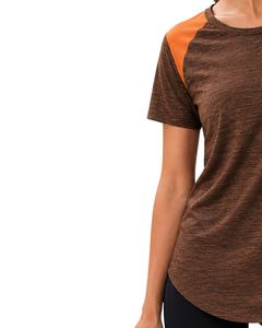 Customized Women Brown And Orange Quick Dry Sports T Shirt Breathable Lightweight Gym Running Athletic Activewear Tee <b>Top</b> - Product Image 3