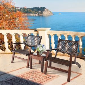 Set di 3 Mobili da Giardino in Rattan e Legno per Spazi Esterni - Product Image 5