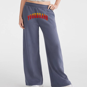 Pantalon de jogging décontracté pour femme, bleu ardoise, coupe large, taille élastique, ajustement ample, logo personnalisé, style streetwear, idéal pour la détente – Nouvelle collection très prisée - Product Image 4