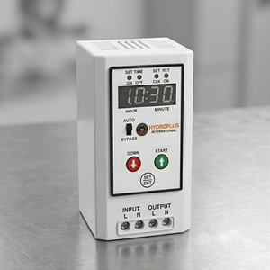 Contrôleur de minuterie Hydroplus à montage sur panneau pour l'automatisation des pompes solaires, l'irrigation, le remplissage des réservoirs de puits et le contrôle du temps de fonctionnement - Product Image 1