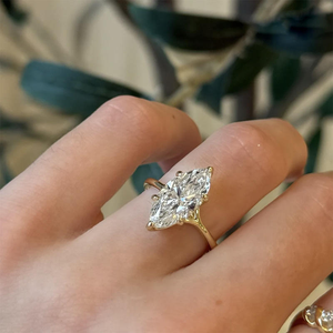Bague de fiançailles en or 14 carats avec diamant de laboratoire taille marquise 1,5 ct, qualité EF-VS1, élégante bague solitaire, bijou raffiné pour femme - Product Image 1