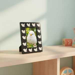 Elegant Handmade Resin Inlay <b>Picture</b> <b>Frame</b> Customizable Size, <b>Black</b> & <b>White</b> Abstract Pattern, Vertical Tabletop Photo Display - Product Image 4