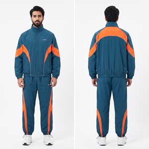 Ensemble de survêtement décontracté vintage à capuche avec logo personnalisé pour homme, veste coupe-vent en coton à blocs de couleur et pantalon, 2 pièces, style rétro streetwear - Product Image 5