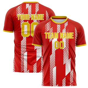 Camiseta de Fútbol Sublimada Personalizada OEM, Unisex, Manga Corta, Estampado Geométrico, Secado Rápido, Cuello Redondo de Poliéster, Ropa Deportiva para Adultos - Product Image 5