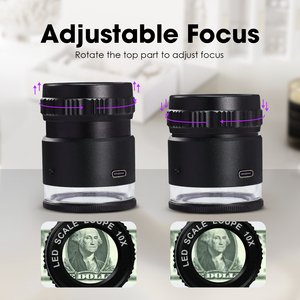 Lupa de Joyero Iluminada 10X con Anillo de Luz LED, Retícula Intercambiable, Escala y Recargable por USB para Inspección - Product Image 6
