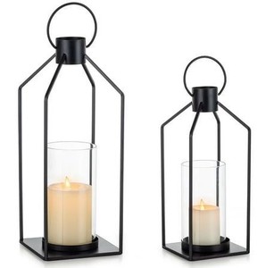 Classic Premium Quality Square Metal Glass <b>Lanterns</b> <b>Set</b> of 2 Modern Bronze Handmade Christmas Easter Valentine's Day Decor - Product Image 3