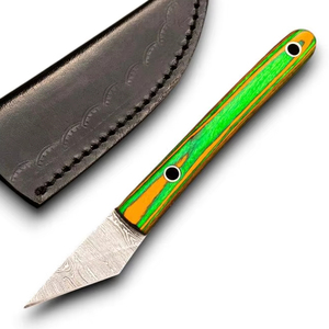 มีดพับเหล็กดามัสกัสพรีเมียม ขนาดเล็ก ใบมีดคมกริบ คุณภาพสูง สไตล์คิริดาชิ ด้ามไม้ OEM ถูกกฎหมาย พกพาสะดวก EDC - Product Image 1