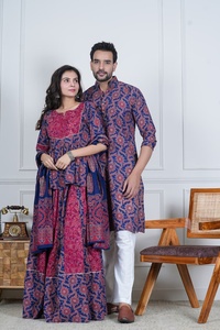 Collection Spéciale Été Chaniya Choli : Ensemble Confortable Haut et Jupe Imprimés à la Main Bagru, avec Dupatta en Coton. Coton Pur - Product Image 1