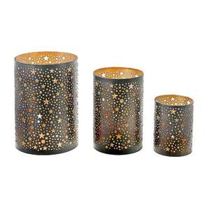 Lot de 3 bougeoirs en fer gravé et découpé, noir et or, pour décoration intérieure de Noël, taille et forme personnalisables – Vente chaude - Product Image 4