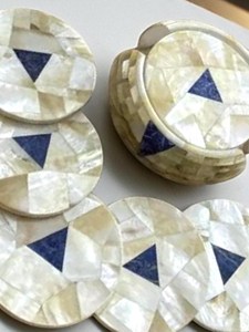 Elegant Mother Pearl <b>Coaster</b> <b>Set</b> 5mm Thick Modern Stylish Round Handmade <b>Coasters</b> <b>Set</b> with MOP Holder Luxury White <b>Coaster</b> <b>Set</b> - Product Image 5