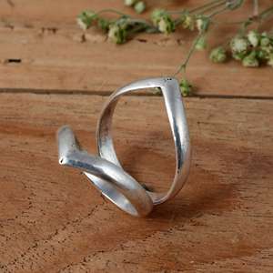 Handmade 925 Sterling <b>Silver</b> Arthritis Splint <b>Ring</b> Minimalist Polished Chevron V Design <b>Adjustable</b> Joint Support - Product Image 5