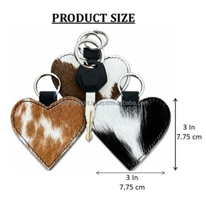 Nuevo Llavero Personalizado de Cuero con Pelo de Vaca en Forma de Corazón, Llavero de Cuero Genuino Estilo Western, Accesorio de Regalo Unisex - Product Image 2