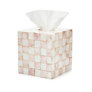 Caja de pañuelos cuadrada con incrustaciones de nácar, soporte decorativo a cuadros de conchas de capiz, hecho en Vietnam, para un hogar moderno y lujoso. - Product Image 1