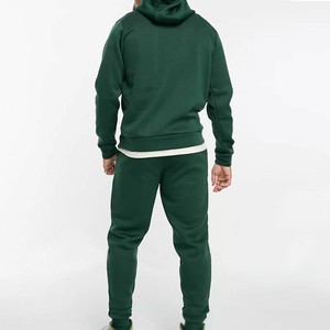 Conjunto Deportivo con Capucha para Hombre, 100% Algodón, Color Verde Sólido, Pantalones Largos, Transpirable, Casual, Otoño - Product Image 2