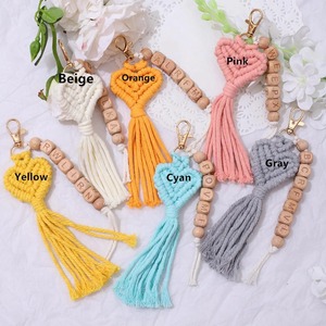 <b>Personalized</b> Colorful Heart Shape Macrame <b>Keychain</b> Suitable For Couples Friends Gifting And And Stylish Daily Use Accessory - Product Image 5